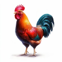 Fototapeta premium Colorful Rooster with Vibrant Feathers and Proud Posture