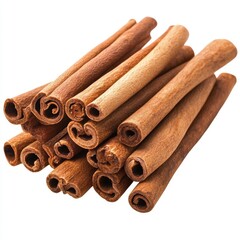 Aromatic cinnamon sticks on white background