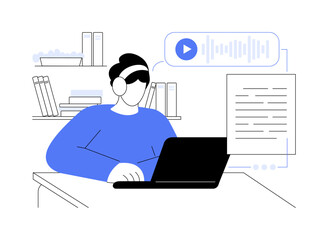 Transcription service isolated cartoon vector illustrations.