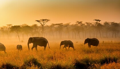 Elephant Herd in Manas National Park Assam, India