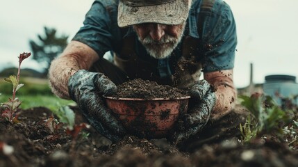 Obraz premium A farmer analyzes soil samples to highlight the scientific and technical sides of farming