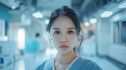 Fototapeta premium Woman standing in an operating room