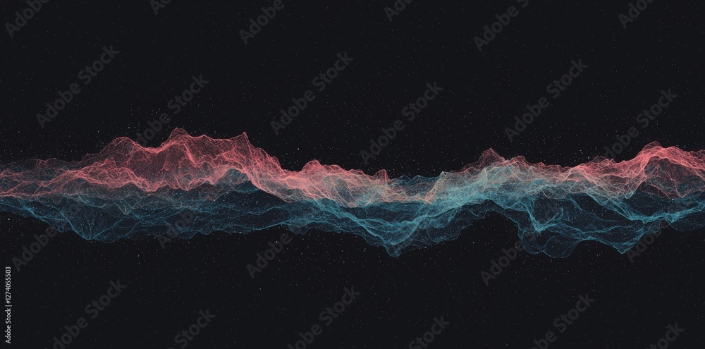 Poster vibrant, flowing lines and dynamic light waves on a black background create an energetic visual with