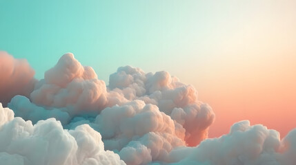 Dreamy cotton candy clouds in soft pinks, blues, and purples, with a gentle glow and smooth...
