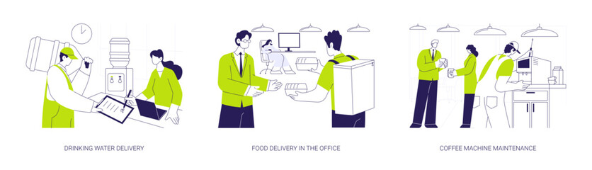 Office delivery service abstract concept vector illustrations.