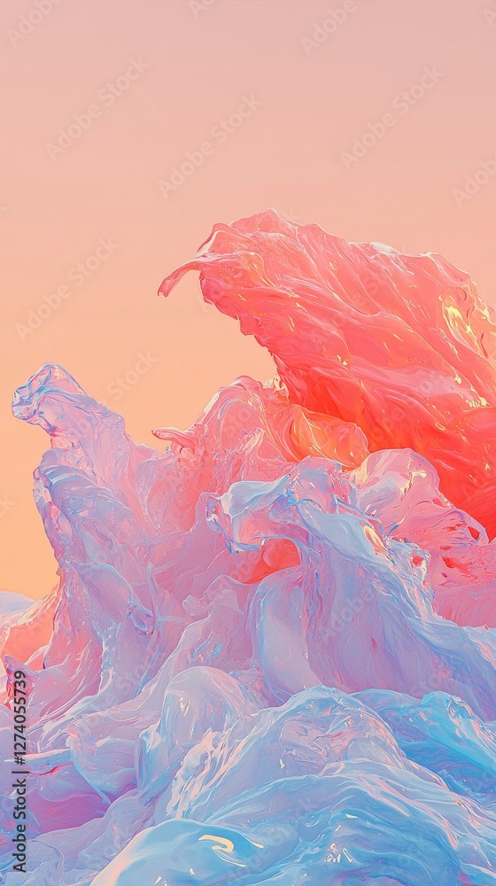 Poster vibrant abstract colors merge in smooth curves to form a dynamic and energetic visual composition
