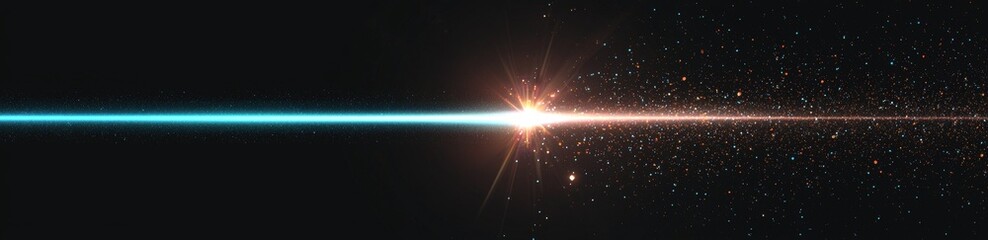 The blue laser beam light effect is set against a black background with a glowing white line