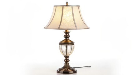 Table Lamp with Bell Shade on White Background