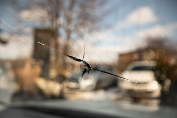 car windscreen damage - chip on heated glass