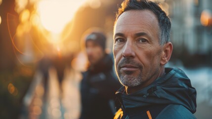 Obraz premium Man posing for a portrait outdoors during daytime.