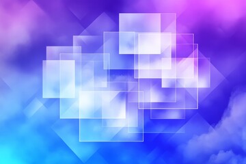 Obraz premium Ethereal Clouds and Layered Abstract Squares - A dreamy, abstract background featuring translucent squares layered over ethereal clouds. Symbolizing: Innovation, technology, dreams, serenity