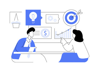 Briefing with a client isolated cartoon vector illustrations.