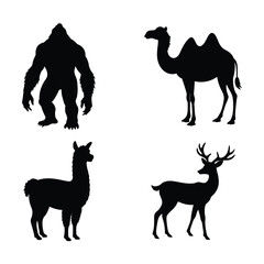Set of Silhouettes of Animals Vector Collection. Isolated on white background.