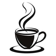 A steaming hot coffee cup icon vector illustration depicts a brown caffeine beverage perfect for a cafe breakfast drink