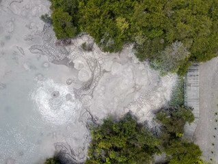 View at Waimangu Volcanic Valley national park in New Zealand