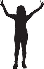 vector; silhouette; front view of a woman arms raised