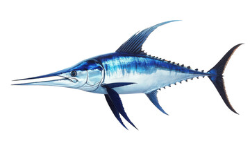 A majestic blue marlin gliding gracefully through vibrant ocean waters during a sunny day isolated on transparent background © SAM''s GALLREY