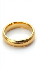 Gold Wedding Ring Isolated on White Background