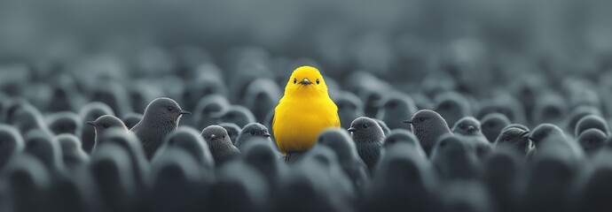 一羽だけ違う黄色い鳥のコンセプトイメージ