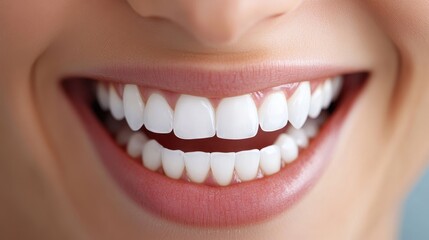 Obraz premium Close-Up of a Bright, Healthy Smile with White Teeth
