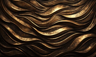 Intricate golden wave patterns create a stunning textured backdrop, enhancing visual depth