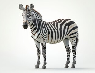 Fototapeta premium A description and some keywords for the stock image are as follows: Plains Zebra on white background standing