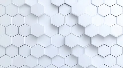 Naklejka premium A minimalistic pattern featuring white hexagons arranged in a modern, geometric design, creating a visually appealing texture.