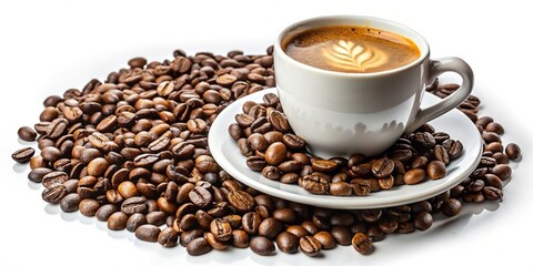 Fototapeta premium Coffee in White Cup: Aromatic Brew in Pure Elegance