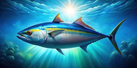Fototapeta premium Colorful Albacore Fish in Vibrant Sea