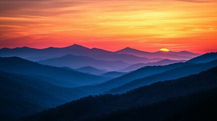 Fototapeta premium Majestic Mountain Landscape at Sunset with Vibrant Colors in Sky