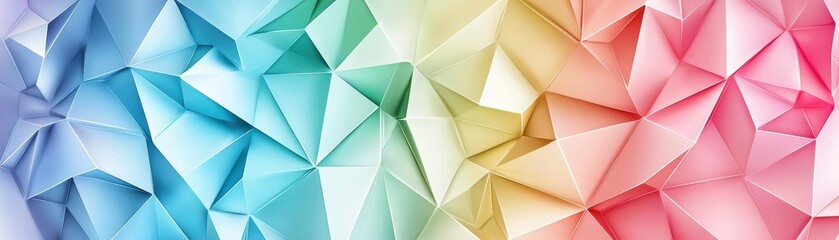 Obraz premium A vibrant, geometric pattern featuring a gradient of colors ranging from blue to pink, creating a dynamic visual texture.