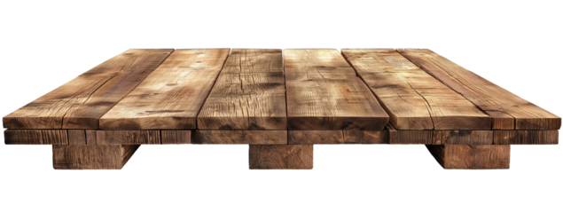 Rough wooden plank isolated on white and transparent background, cut out png