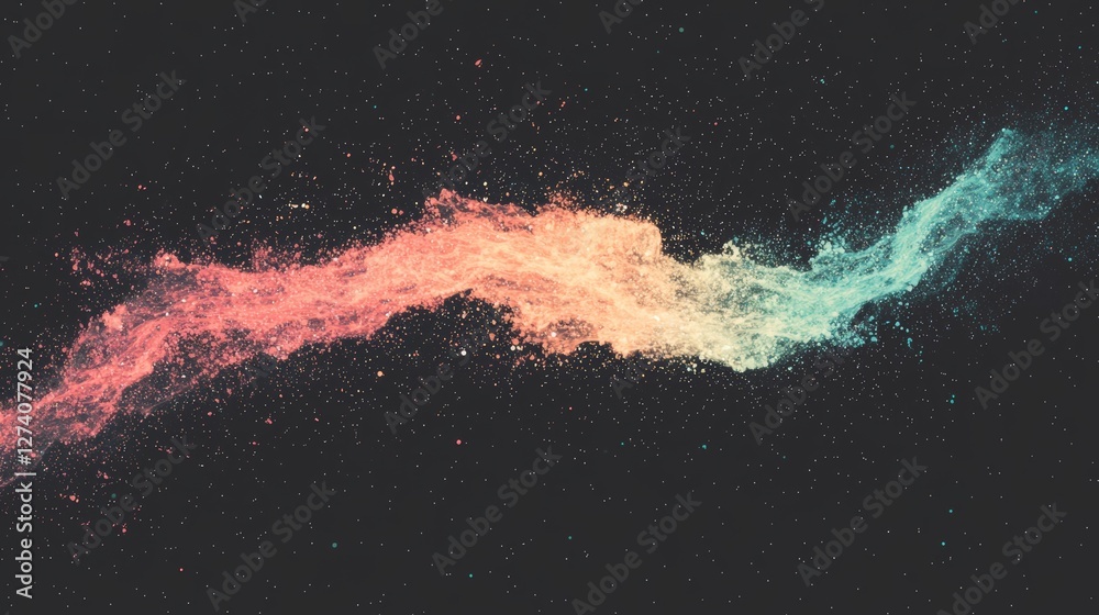 Poster against a black background, vibrant and dynamic visual effects are produced by colorful wave pattern