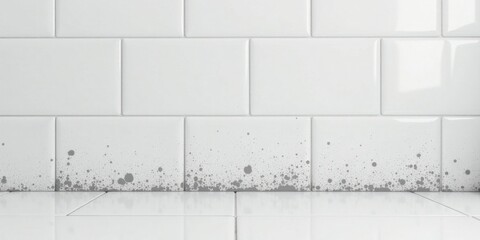 Fototapeta premium White Tile Wall with Subtle Gray Speckles at the Bottom Clean, Modern, Minimalist Design for Interior Spaces