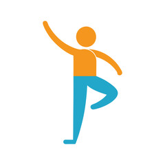 Flat Design Person Stretching Icon