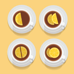 Set of lemon tea morning tea drink