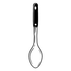Black and white Solid Spoon illustration with size 3000 x 3000 px resolution 300 DPI