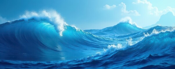 Fototapeta premium Abstract blue wave texture, calming ocean aesthetic, teal, abstract