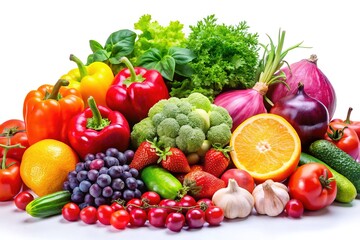 Fresh and Juicy Fruits and Vegetables in Vivid Hues