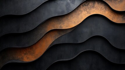 Abstract Black And Copper Wave Pattern Design