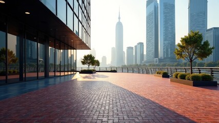 Shanghai Modern Architecture Empty Brick Floor