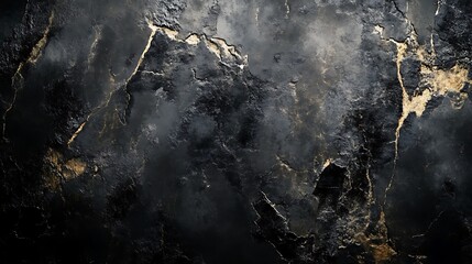 Dark Cracked Surface With Gold Veins Abstract Texture