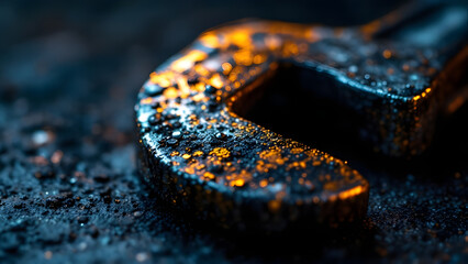 Close-up shot of a gas key with colorful splashes on a dark background