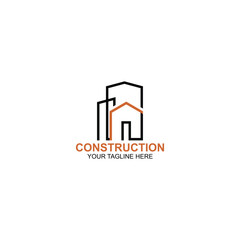 letter r logo icon for construction with creative illustration