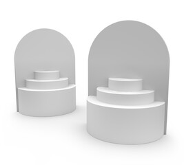 Supermarket Promotional Display With Header, Empty Product Display, PDQ Floor Stand Display Ideal for Exhibitions, Stores, Event. Unique Shelf Design. POS, Point of Sale. 3D Render