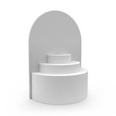 Supermarket Promotional Display With Header, Empty Product Display, PDQ Floor Stand Display Ideal for Exhibitions, Stores, Event. Unique Shelf Design. POS, Point of Sale. 3D Render