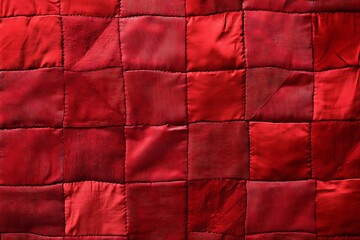 Quilted fabric. The texture of the blanket. Red textile