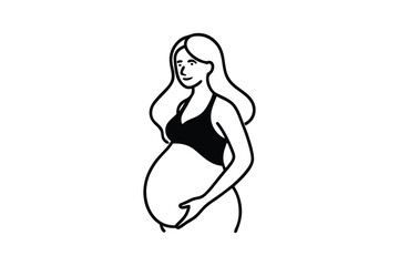 Elegant Pregnant Woman Line Art Design