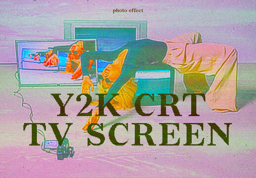 Y2K CRT TV Screen Photo Effect