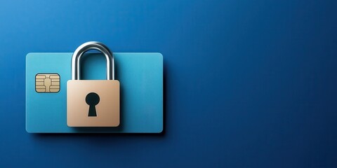 Online Payment Systems. Secure credit card with a padlock symbolizing protection and privacy.